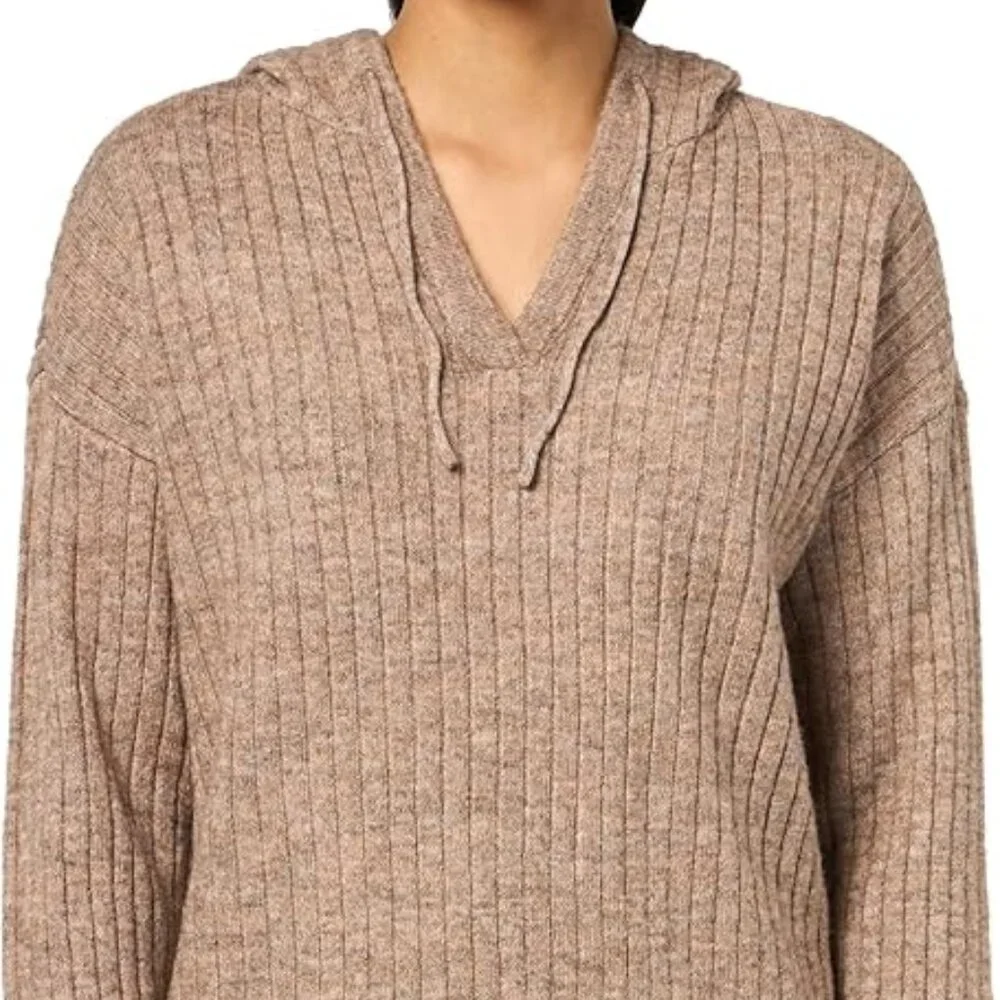 Lucky Brand Women's Ribbed Knit Hooded Sweater in Deep Taupe/NWT/XS - Picture 2 of 15